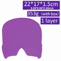 Purple gel ice pack hat for migraine and headache relief. Form-fitting cold compress cap for tension and sinus pain.
