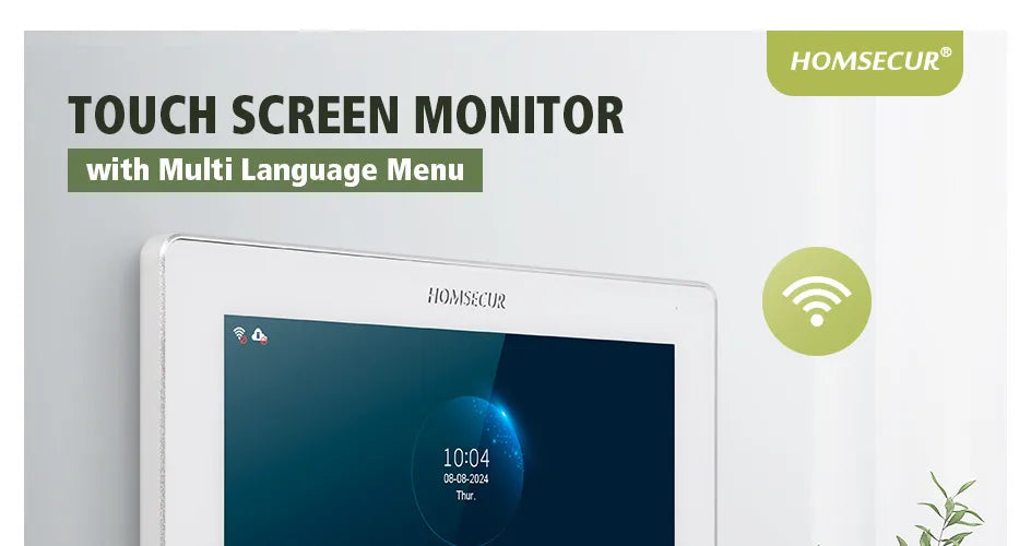 BA22D-W 4 Wire 7" Touch Screen Monitor Motion Detection For HOMSECUR Tuya Smart WIFI Video Doorphone 1080P FHD