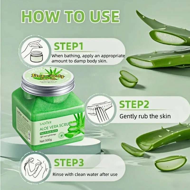 Aloe Vera Exfoliating Scrub 500g - Natural Salon-Quality Face Polish Scrubs Treatments Tidesmit