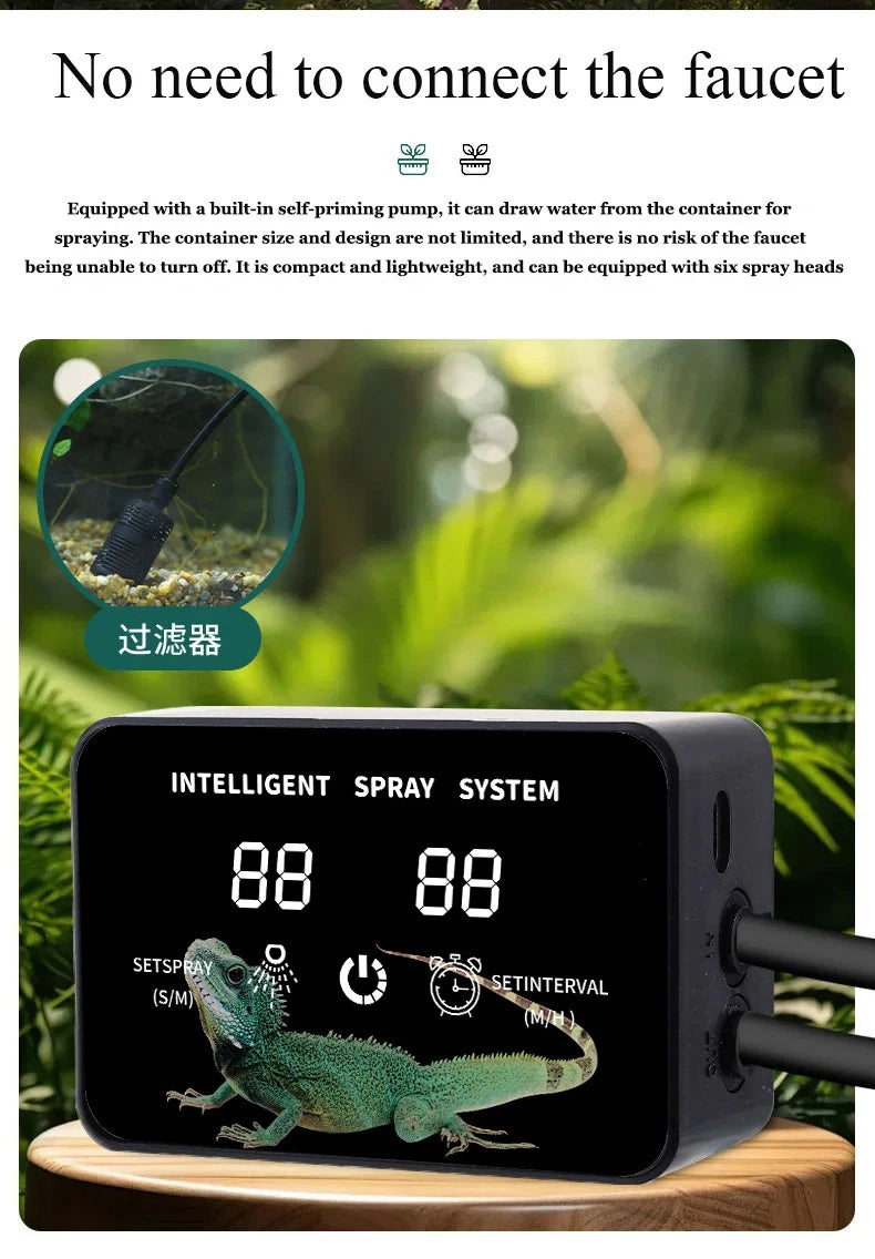 Intelligent Reptile Spray Irrigation Timer System Mist Rainforest Terrariums Automatic Spray Misting Plant Watering System Kit