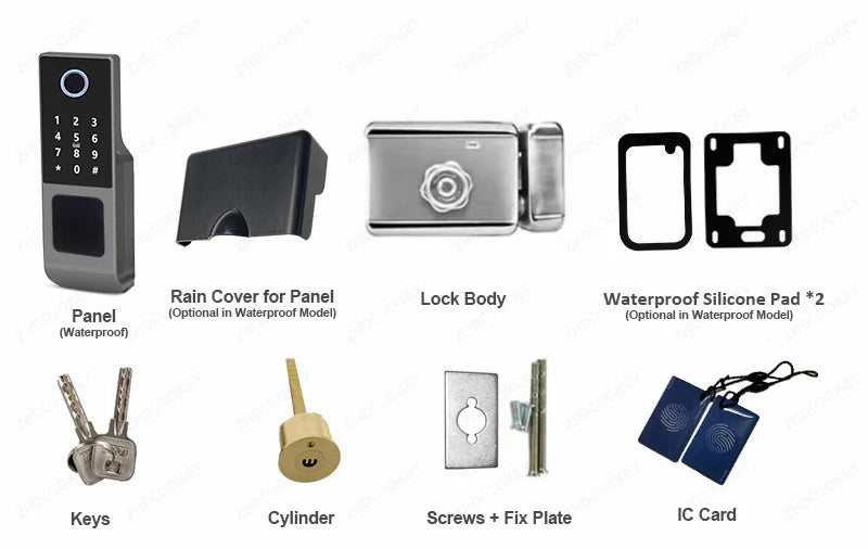 Tuya WiFi Double Side Fingerprint Door Lock IP66 Waterproof Passcode RFID Card Remote App Smart Lock For Outdoor Courtyard Gate