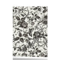 Self-adhesive wallpaper sheet featuring black watercolor floral botanical pattern
