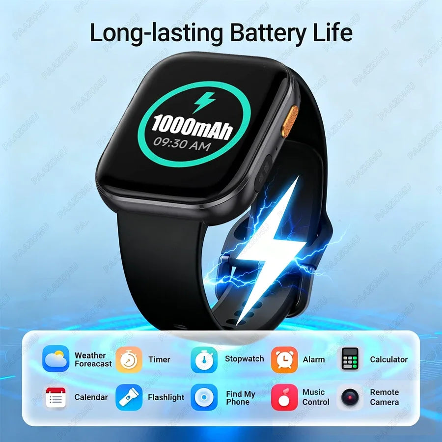New Smart Watches Men 1000mAh Battery Heart Rate Sleep Monitor Bluetooth Call IP68 Waterproof Smartwatch Women For Android iOS