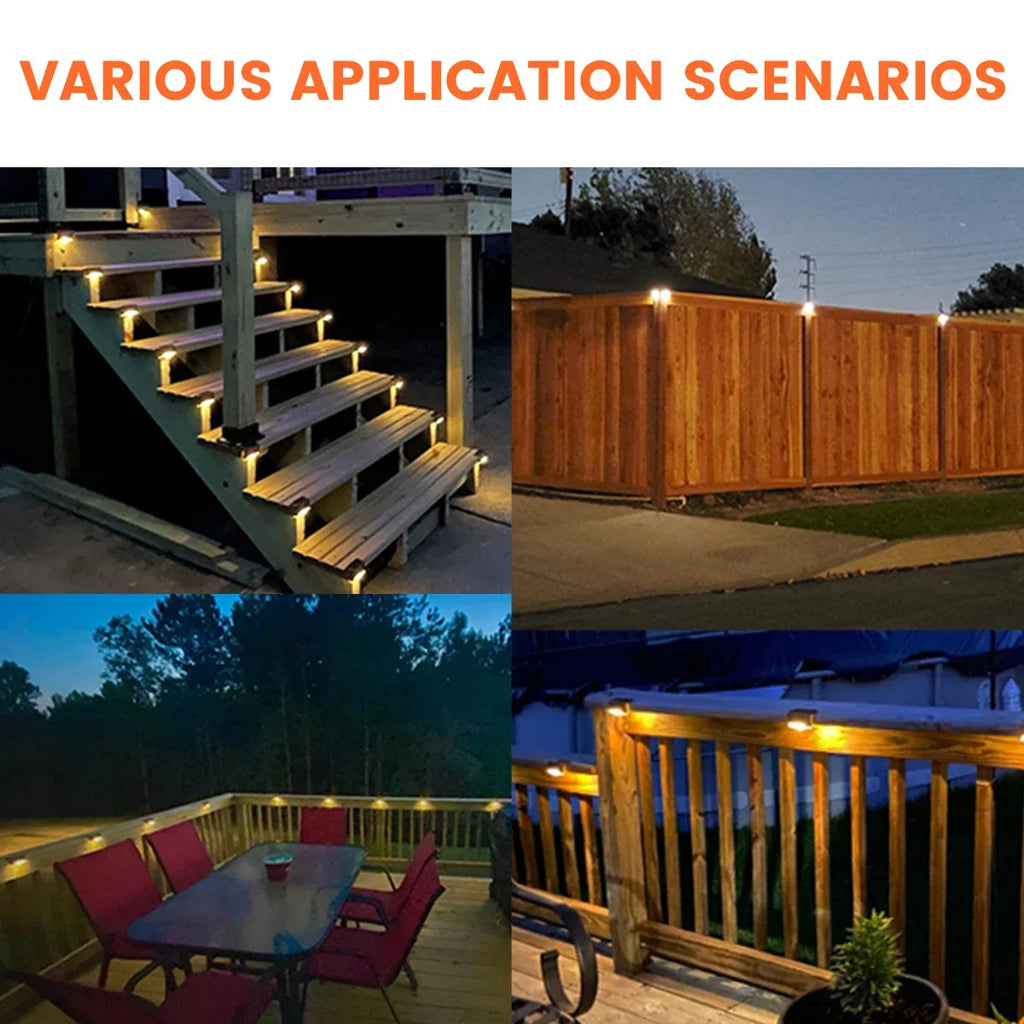 Warm White LED Solar Step Lamp Path Stair Outdoor Garden Lights Waterproof Balcony Light Decoration for Patio Stair Fence Light