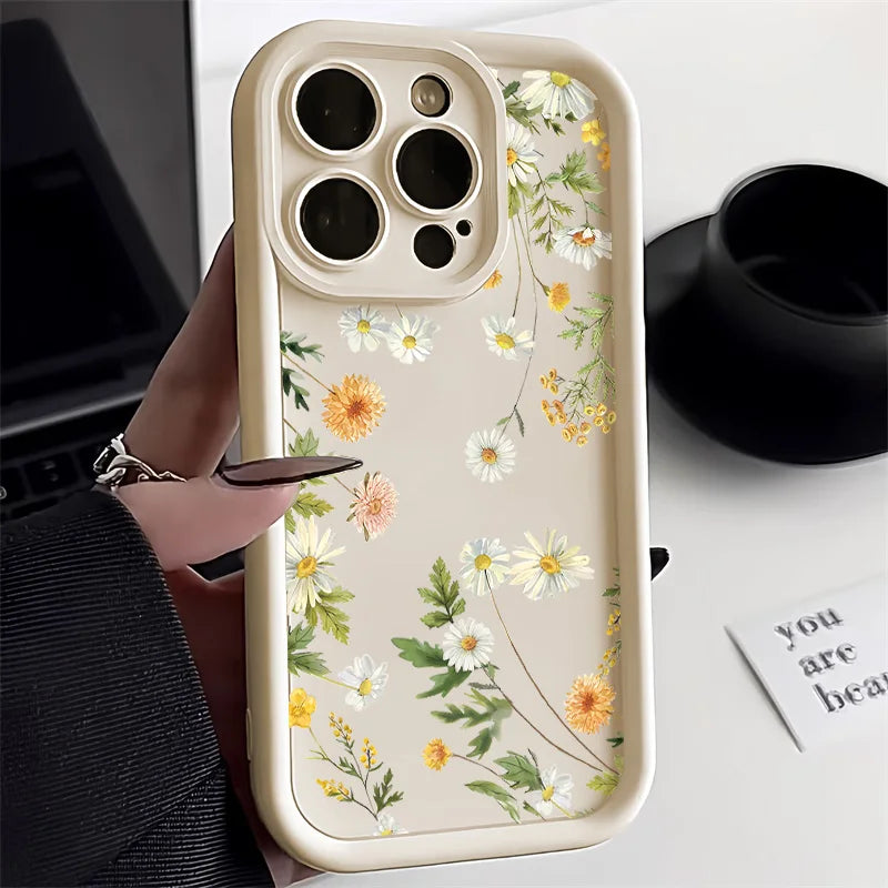 Flower Phone Case for iPhone, Shock-Absorbing Military-Grade Cover White DG61 Tidesmit