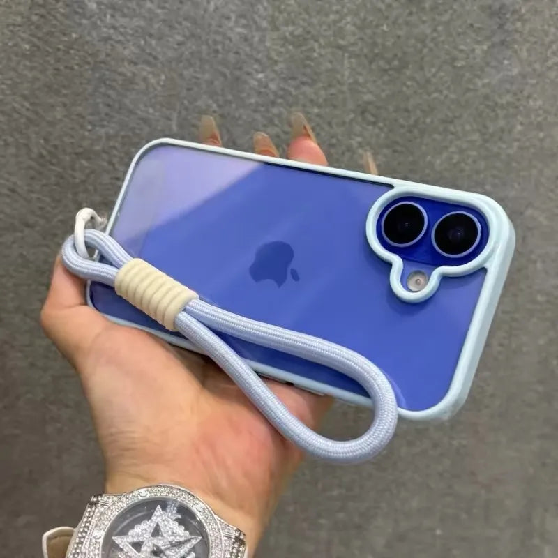 iPhone 16 Shockproof Case with Lanyard - Clear Slim Fit Acrylic Bumper Tidesmit