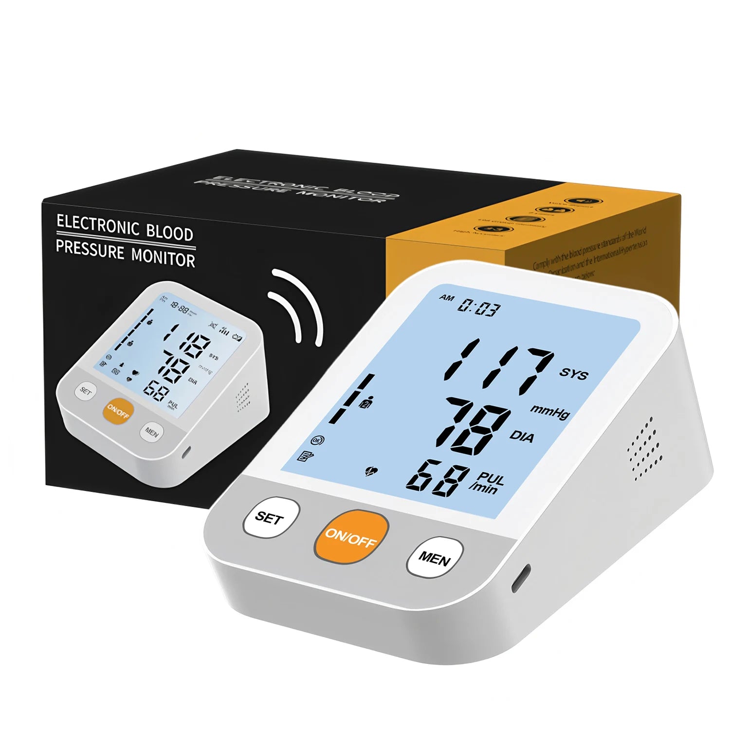 Blood Pressure Monitor Tensiometer Upper Arm Automatic Digital BP Measuring Device Pulse Heart Rate Monitor