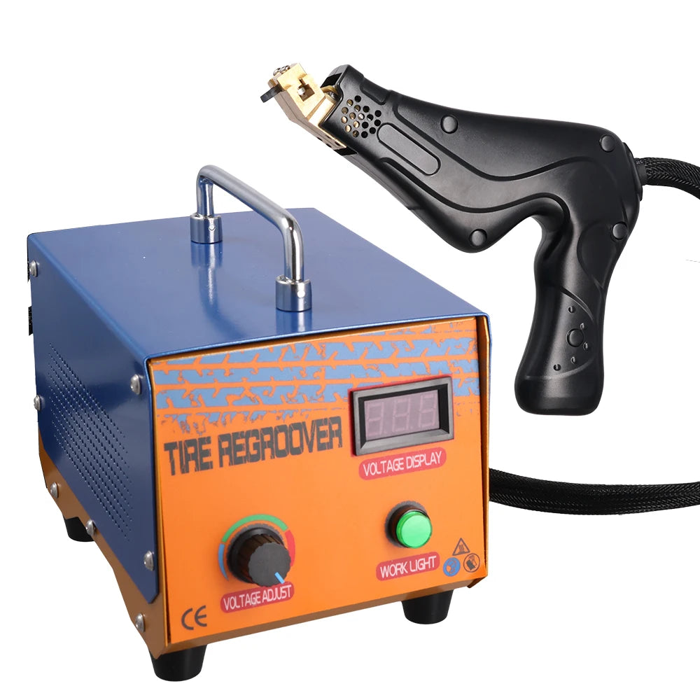 Podofo 1000W Tire Groover Machine Tyre Regrooving Iron Cutter Tool Kit Equipped With 10 Types Tire Cutting Blades For Rubber Tire Retread Work