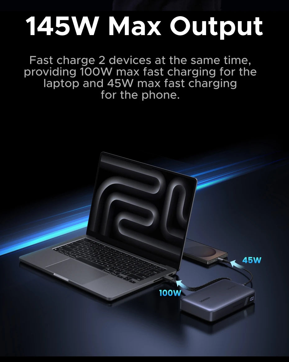 145W Fast Charging Power Bank 20000mAh - High Capacity PD Charger Tidesmit