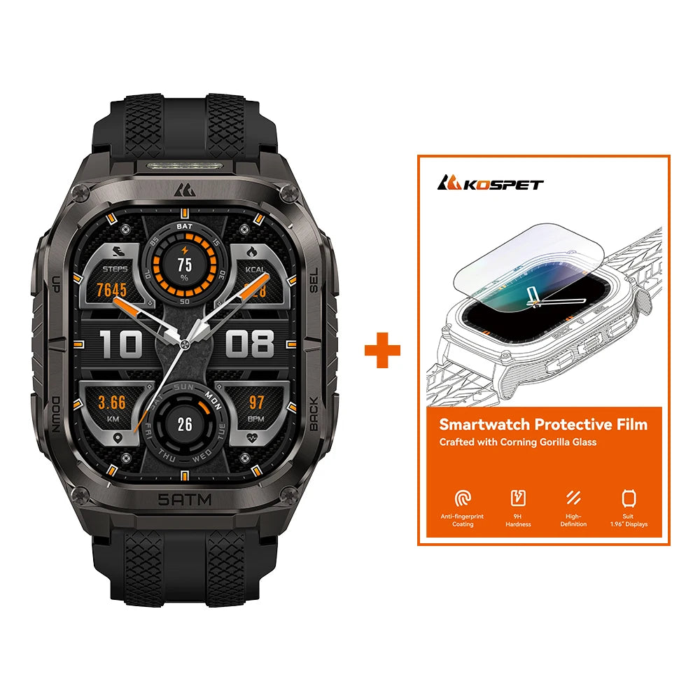 KOSPET TANK M4C Smartwatch for Men Tactical Outdoor Watch with Walkie-Talkie & GPS Military-Grade Durability 5ATM Waterproof