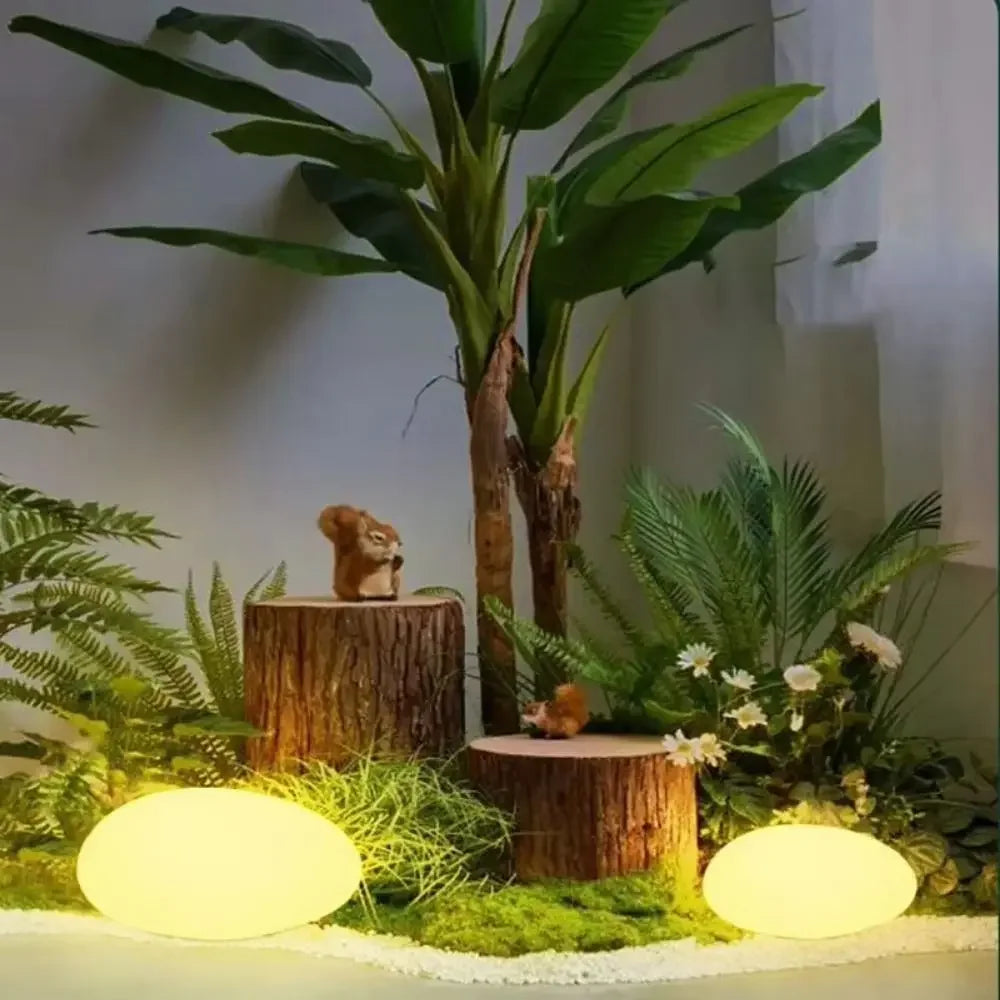 Solar Stone Light Frosted Glass Ground Lamp Outdoor Waterproof Lantern for Garden Green Light Lawn Courtyard Decorative Lamp