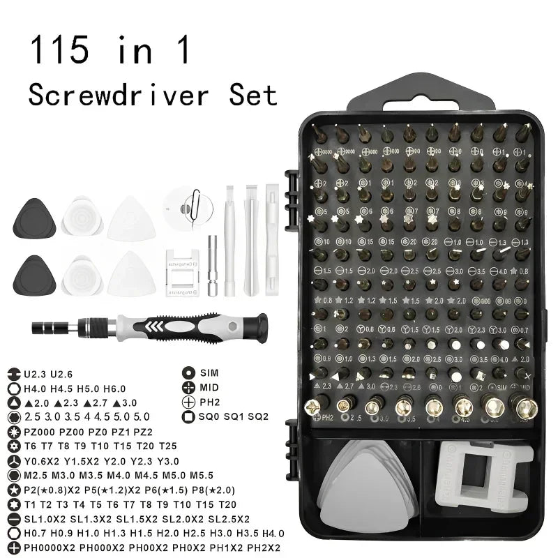TINSOL 115 in 1 Multifunctional Magnetic Screwdriver Set Screw Driver Bits PC Computer Phone Watch Repair Hardware Tool Kit