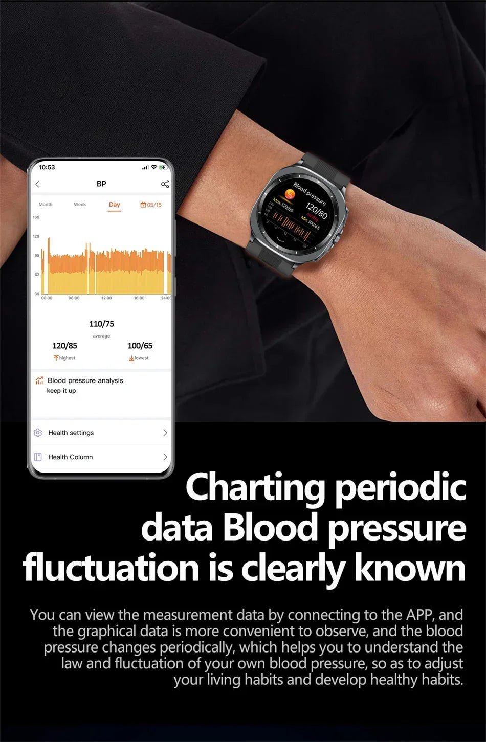 New AI Diagnosis Smart Watch Men, Air Pump Airbag Accurate Measure Blood Pressuer ECG Uric Acid Lipid Smartwatches For XIAOMI