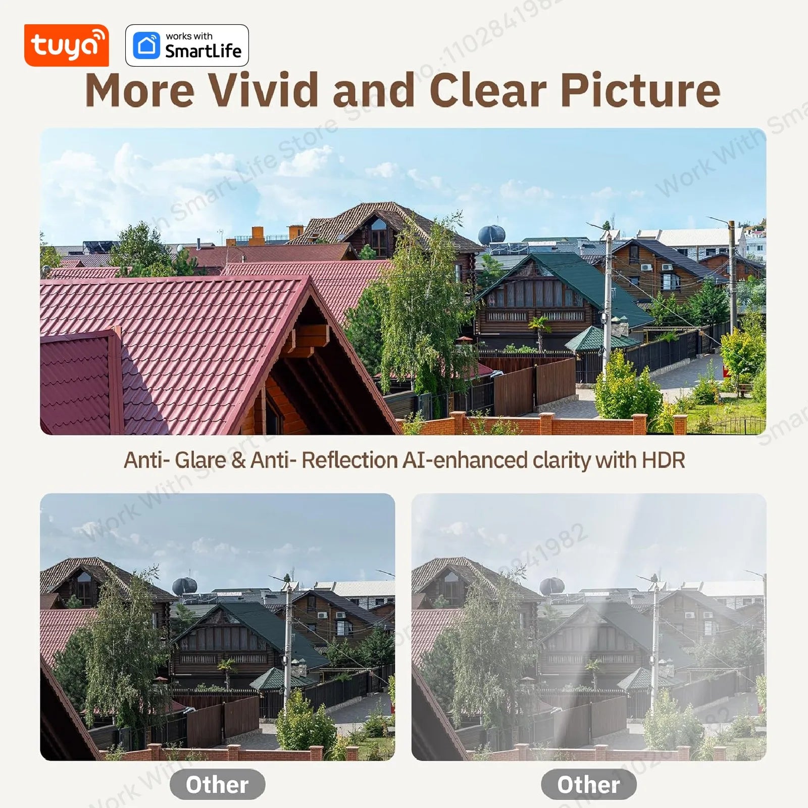 3MP 2K Tuya Window Camera,2.4GHz & 5GHz WiFi Indoor Cameras for Home Security W/Color Night Vision,Person Motion Detection,Easy
