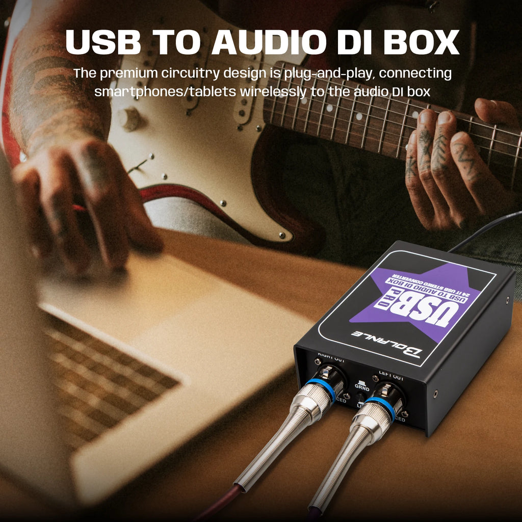 USB Stereo DI Box 24-192kHz Audio Interface with Ground Lift - USB PRO Tidesmit