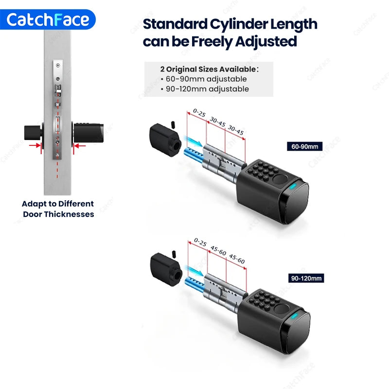 IP66 Waterproof 2026 New Generation TUYA APP Fingerprint Password Digital RFID Card Cylinder Smart Door Lock 60-90 90-120