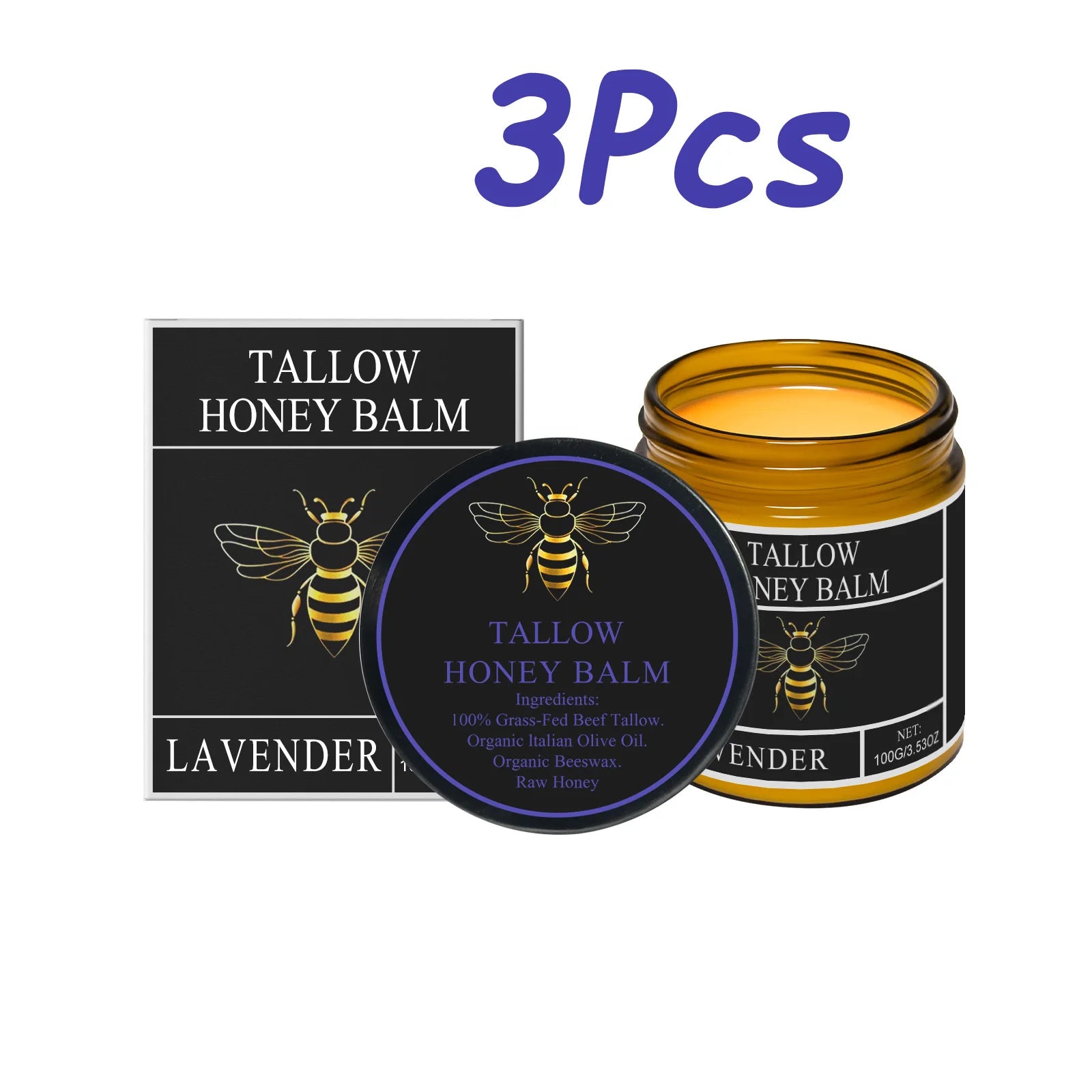 Beef Tallow Honey Cream Moisturizing Firming Soft Smoothing Skin Soothing Reduce Redness Hydrating Nourishing Tallow Honey Balm