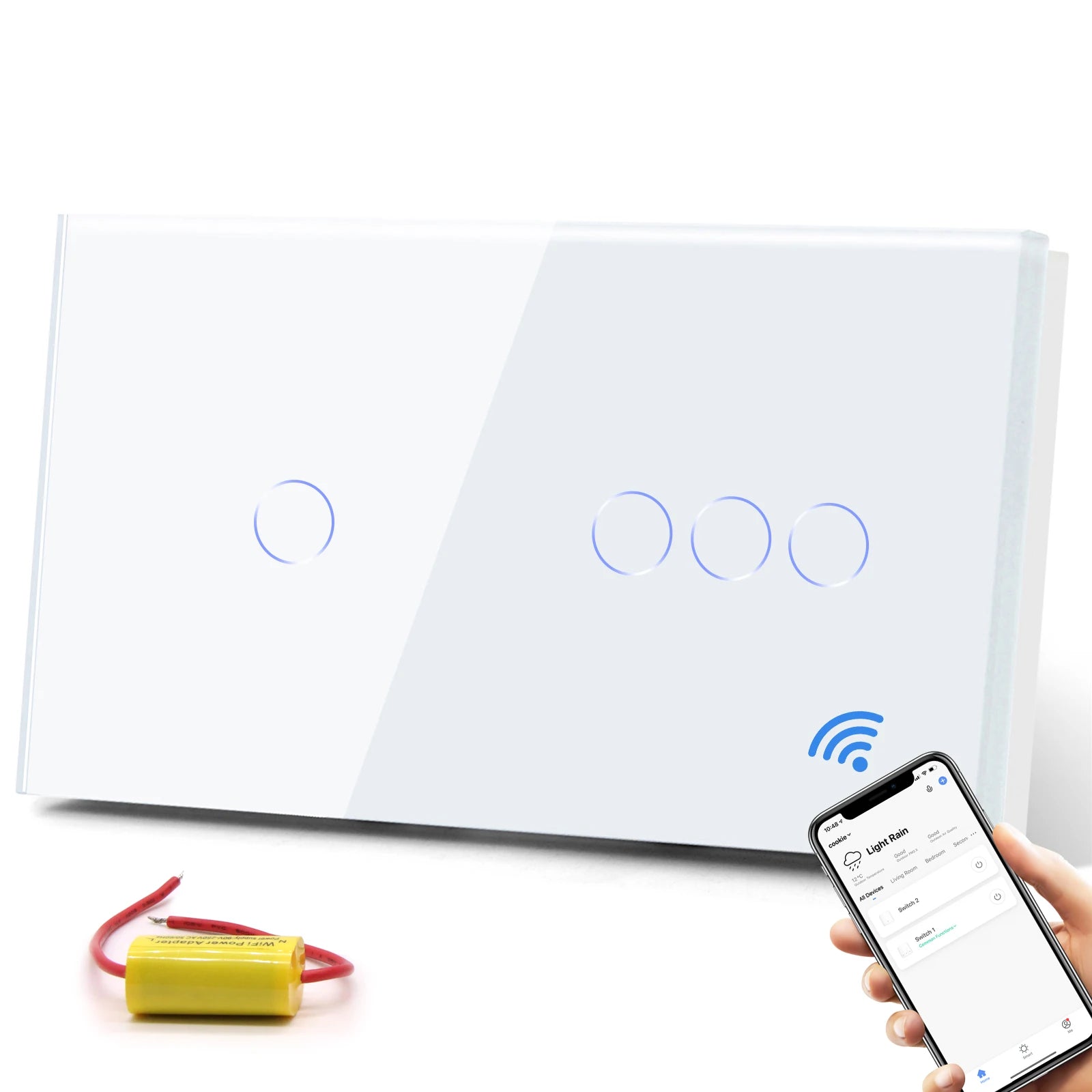WiFi Smart Light Switch Touch Glass Panel - App-Controlled Automation 1G 3G WIFI Switch Tidesmit