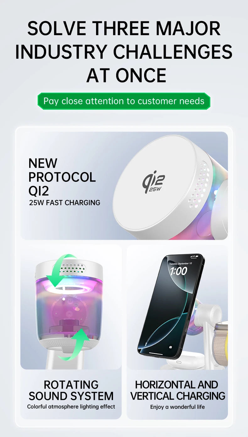 3-in-1 Wireless Charger: Qi Certified Fast Charging for Apple Devices Tidesmit
