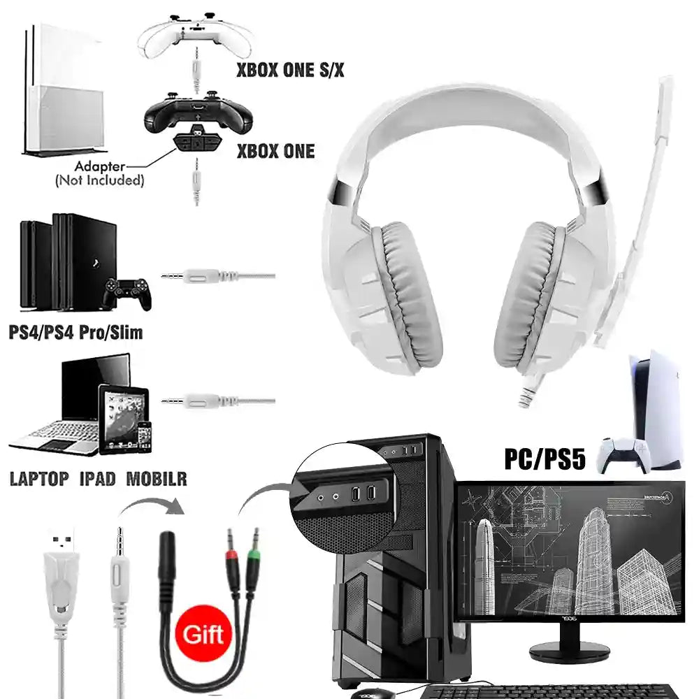 Wired Gaming Headphones with Mic - Over-Ear Noise-Cancelling Headset Tidesmit