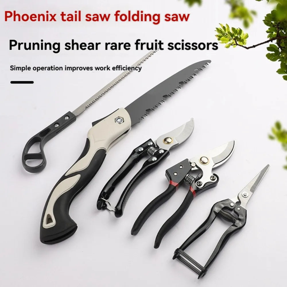 5Pcs Gardening Tool Set, Pruning Shears Folding Saw Kit, Sharp Hand Cutter For Garden Plant Branch Trimming