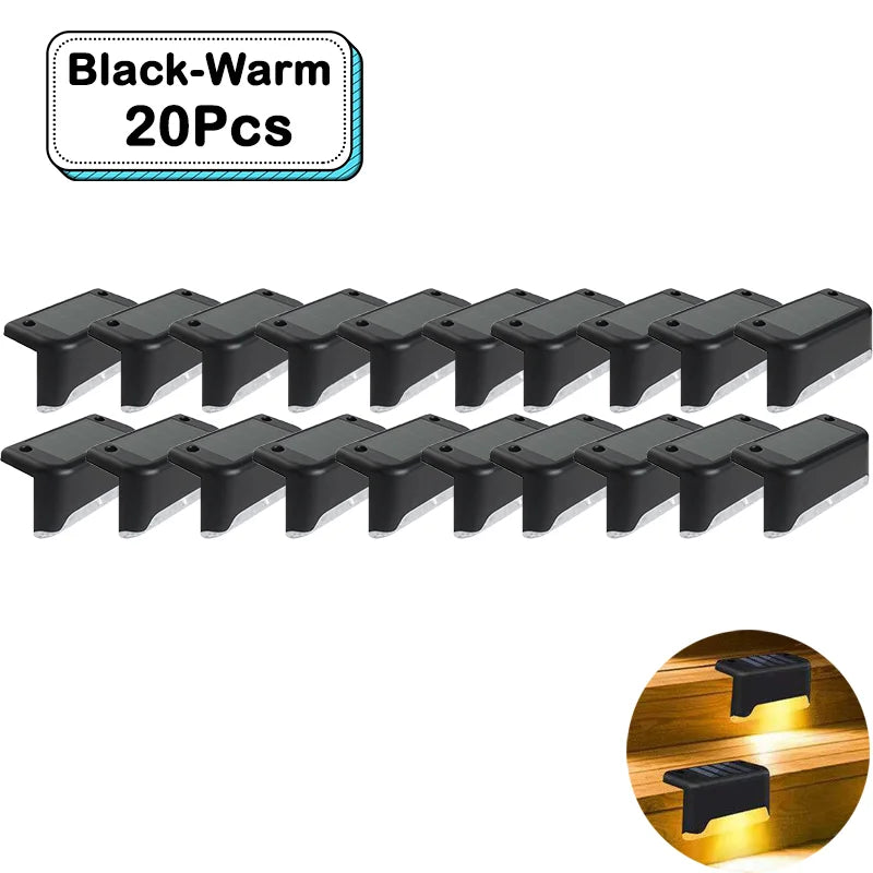 Outdoor Solar Step Lights Warm White LED Waterproof Stair Path Lighting for Garden Patio Fence Balcony Decoration Solar Power