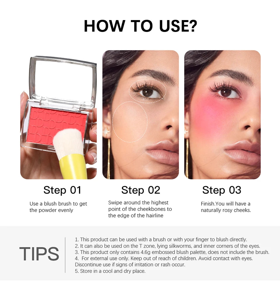 Tidesmit matte natural peach cheek tint blush palette for face contouring and waterproof makeup texture close-up