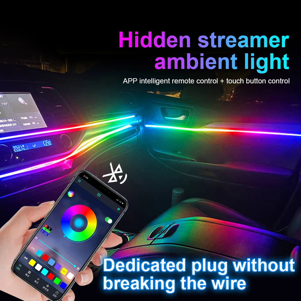 RGB LED Interior Car Strip Lights with App Control and Sync Tidesmit