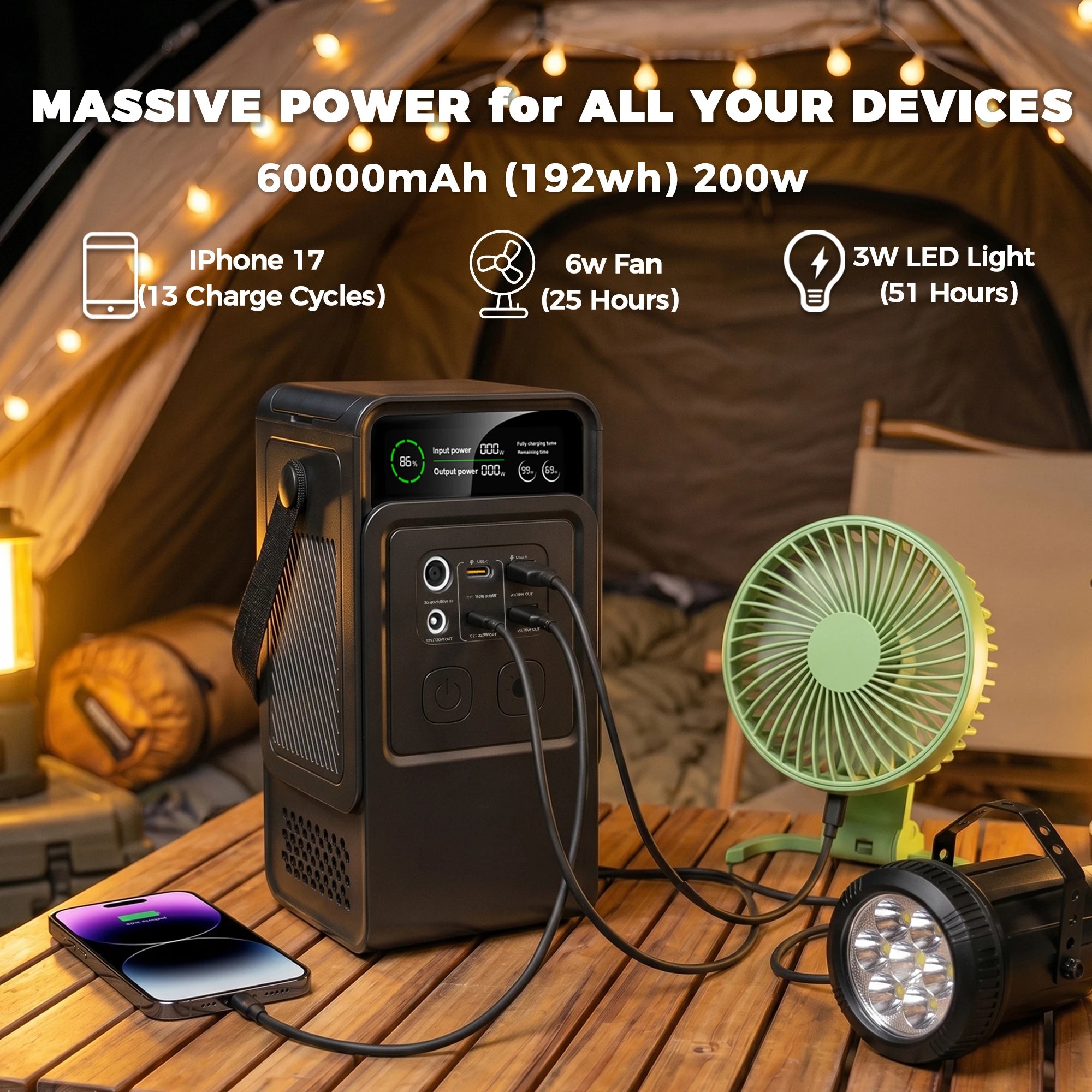 CTOLITY AP200 200W 195Wh 60000mAh Portable Power Station Outdoor Solar Generator Lifepo4 Battery USB TYPE-C SP100 100W Flexible Solar Panel Camping Travel