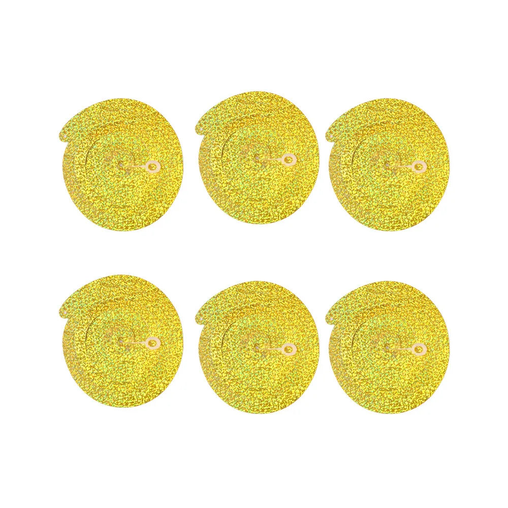 Set of 6 gold glitter hanging swirl decorations for festive pet birthday parties and DIY celebration decor.