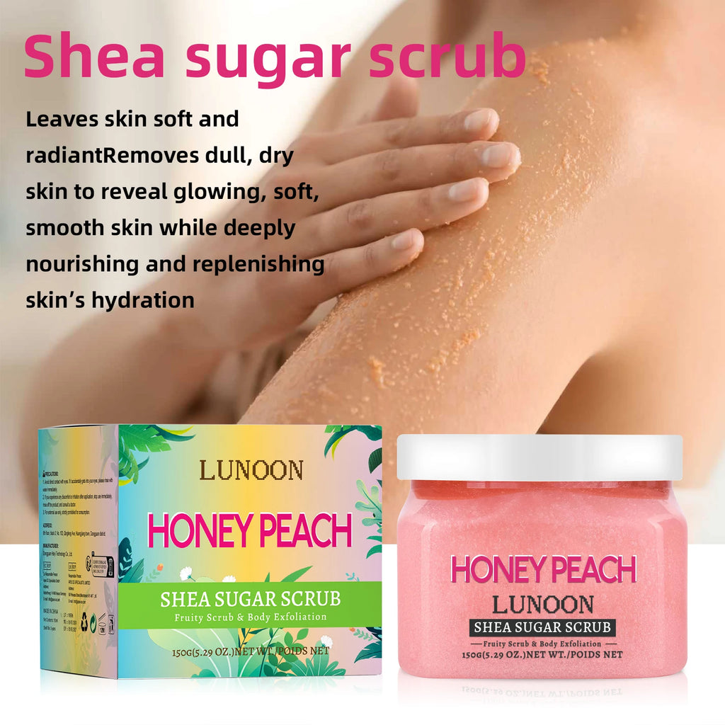 Peach Shea Butter Body Scrub Exfoliator - 150g Natural Skin Treatment Scrubs Treatments Tidesmit