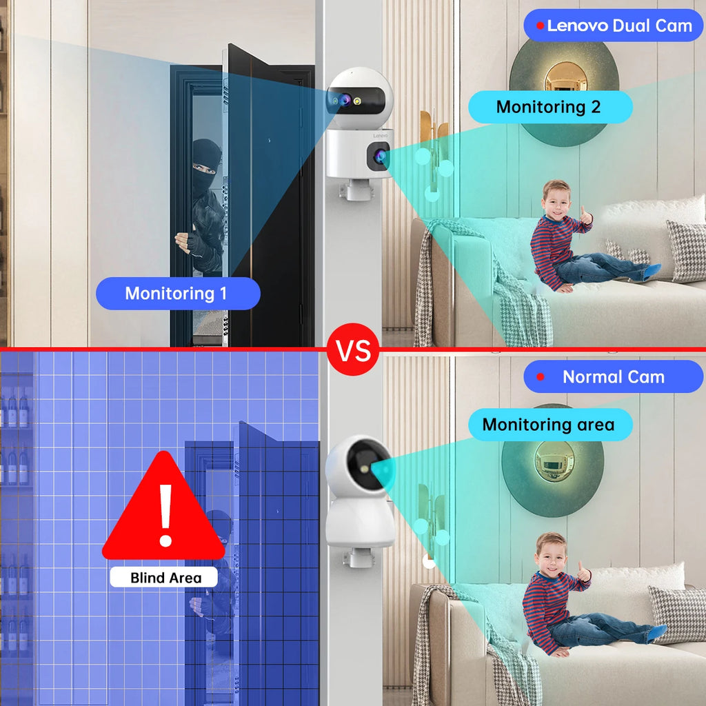Lenovo 4K PTZ WiFi Camera Dual Lens Home Indoor CCTV Surveillance Camera Auto Tracking Security Protection Smart Baby Monitor
