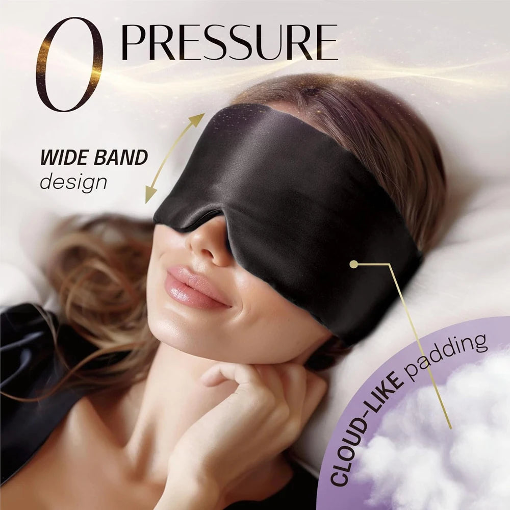 100% Mulberry Silk Sleep Mask Soft Padded Eyemask Eyeshade Blocking Light for Travel & Nap Comfortable Sleeping Eyepatch