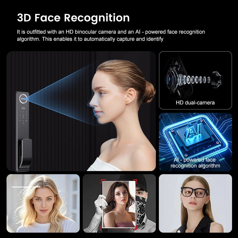 Outdoor Waterproof Lock Wifi Tuya APP Remote Voice Intercom Electronic Door Lock Face Fingerprint Smart Door Lock With Camera