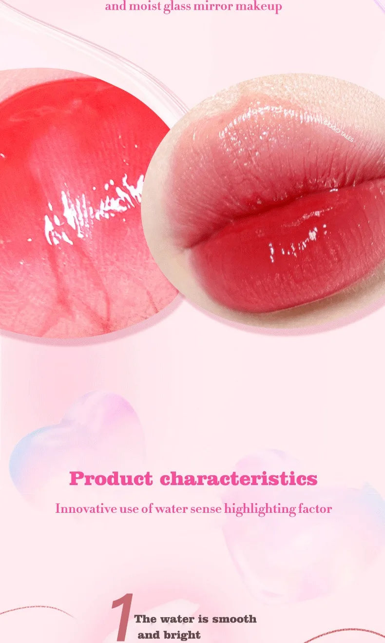 Hydrating lip oil set with high-shine, transparent red glass finish for plump, smooth, and moisturized lips.