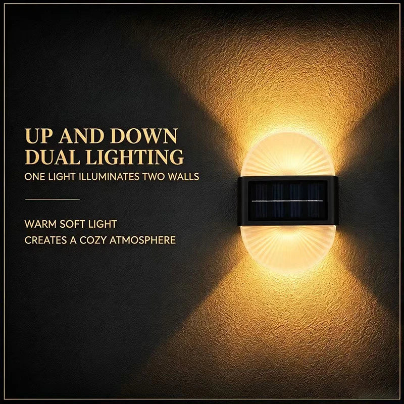 Solar Outdoor Light, Waterproof With Fan-Shaped Lampshade, LED Deck Lights For Patio, Garden, Villa, Wall, Terrace, Railing
