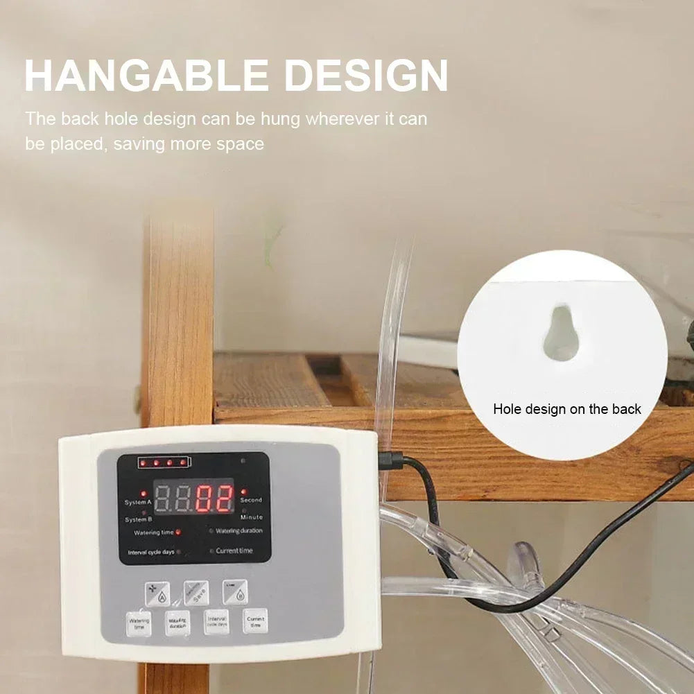 Solar Auto Drip Irrigation Kit Dual Water Pump Smart Watering Controller Outdoor Automatic Irrigation System for Yard Balcony Potted Plants & Home Flower Cultivation