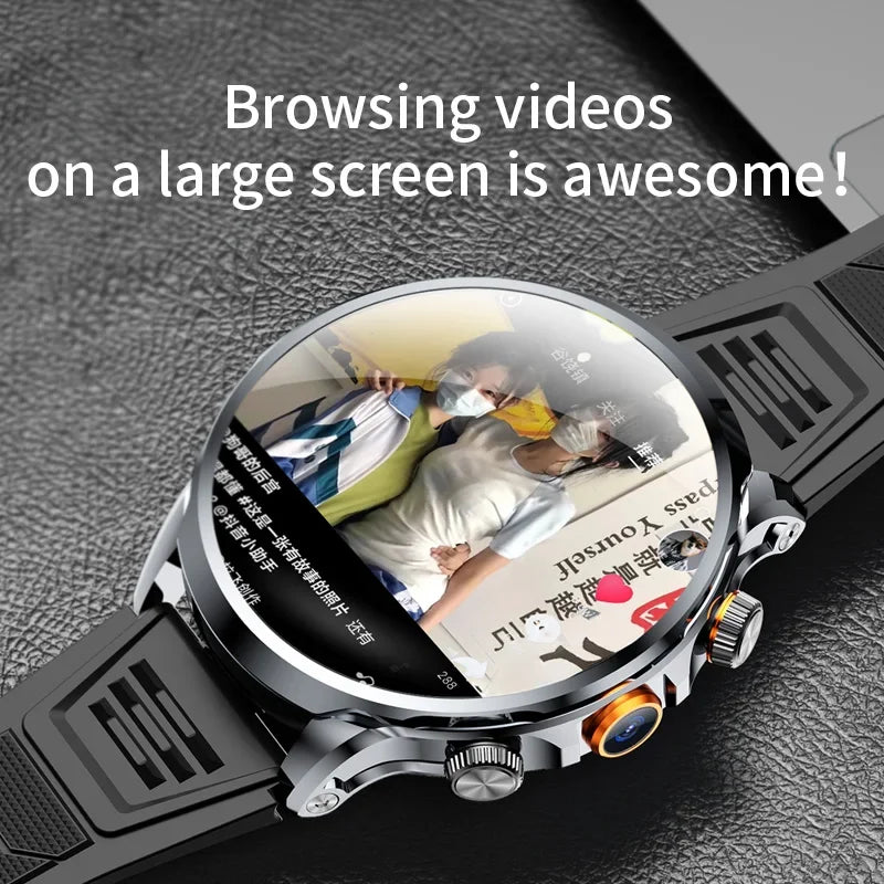 Smart Watch With 1.95 inch IPS 1100mah Battery 128GB ROM 500W Camera GPS WIFI Heart Rate APP Download Smartwatch Android 9.0