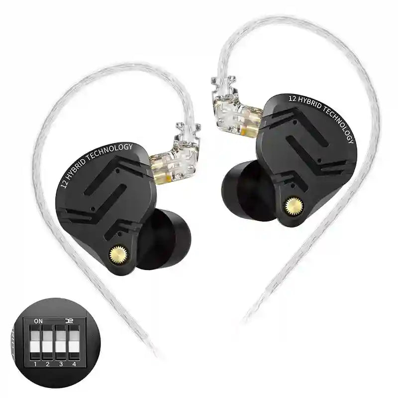 In-Ear Monitor Headphones 1DD+5BA Hybrid HiFi Bass | Tidesmit Black tuning no mic Tidesmit