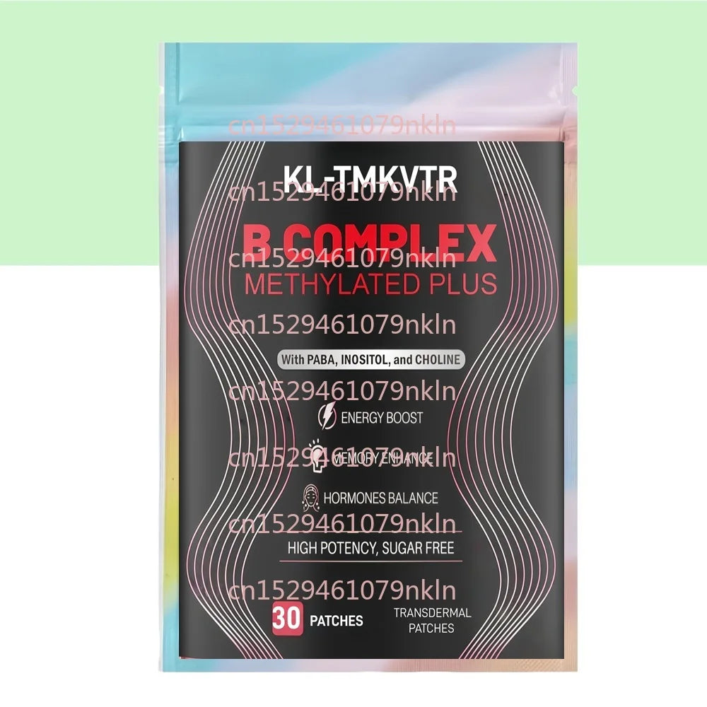 30 Patches Vitamin B Complex Transdermal Patches for Men & Women  B Vitamin Inositol, Choline Supports Brain,Mood & Energy