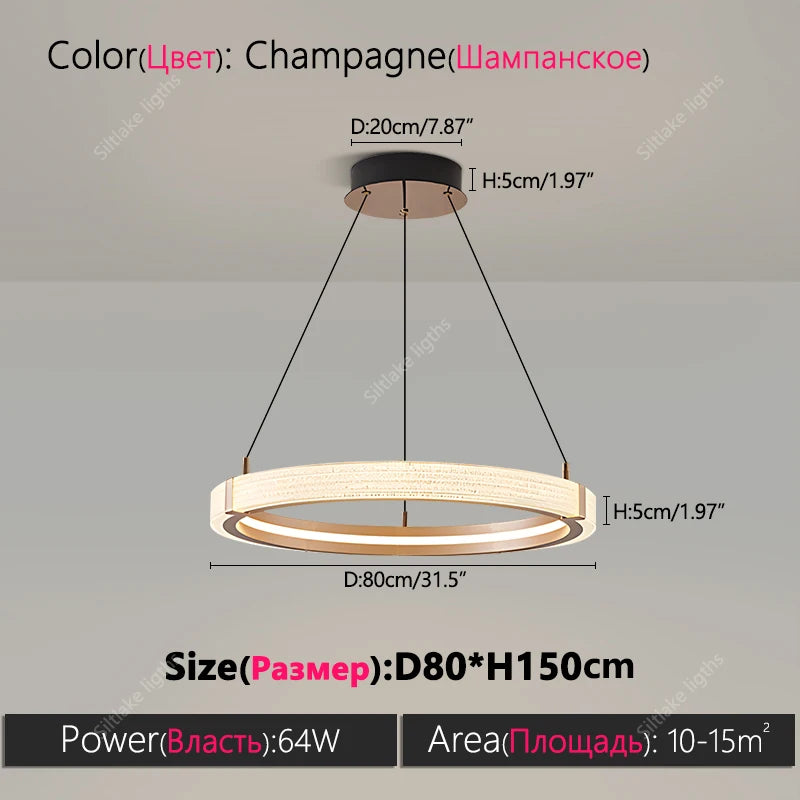 Modern Round LED Ring Light – Adjustable Minimalist Pendant 40-80cm Type C 80cm Tidesmit