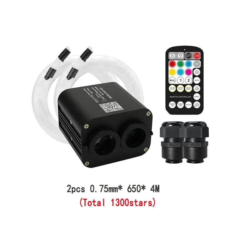 Tidesmit RGB Car Roof Star Light Kit with App Control Fiber Optic System 2pcs 0.75 650pcs 4M Tidesmit