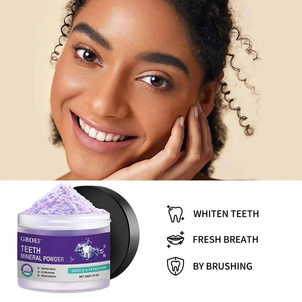 Tidesmit purple hydroxyapatite teeth whitening powder jar for stain removal and oral hygiene