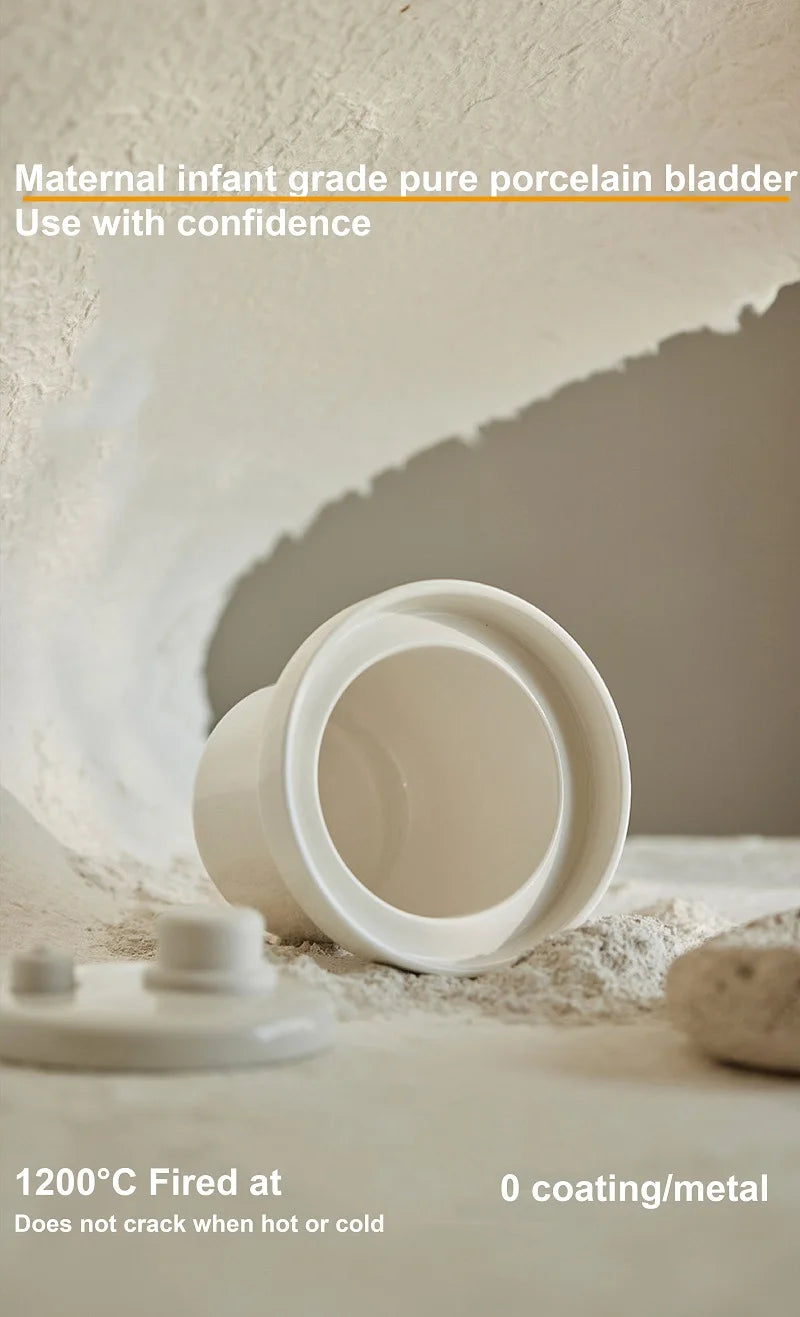 White ceramic non-stick inner pot, 1200°F fired, durable for hot meals