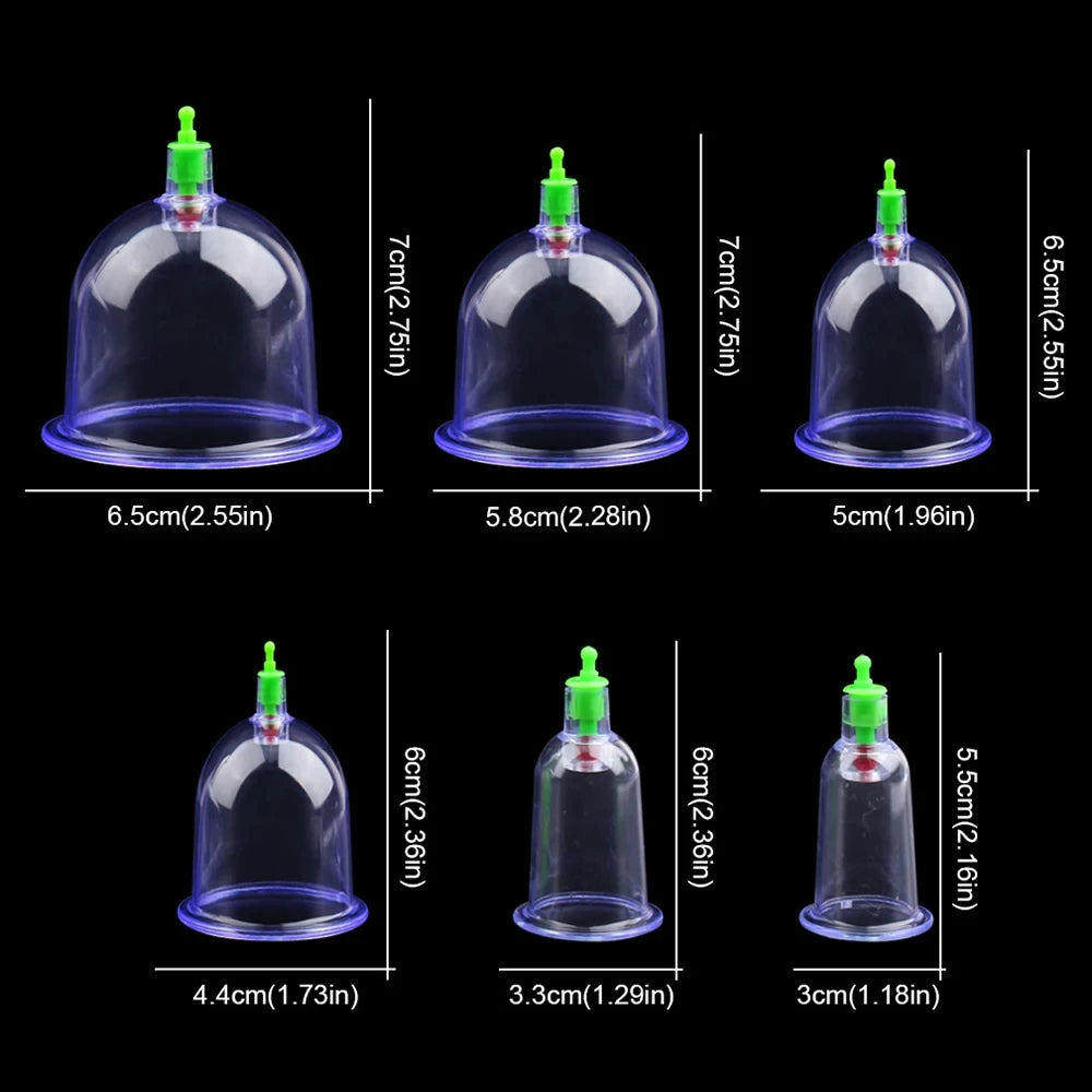 Vacuum Cupping Set 6-Piece Body Massage Kit for Back Pain Relief Body Shaping Massage Equipment Tidesmit