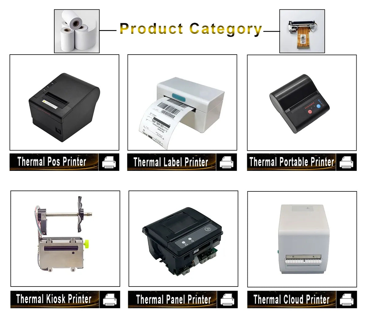 58mm Embedded Thermal Label & Receipt Barcode Printer Black and White Panel Serial Printer Module with Serial Auto Cutter
