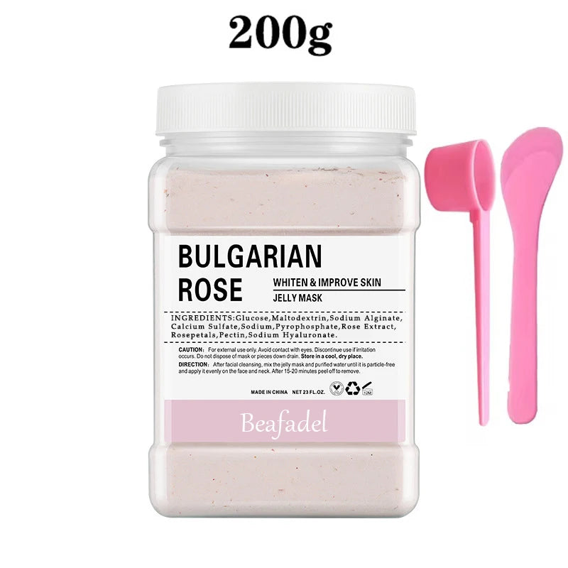 200g Bulgarian rose jelly mask powder jar with pink spatula applicators