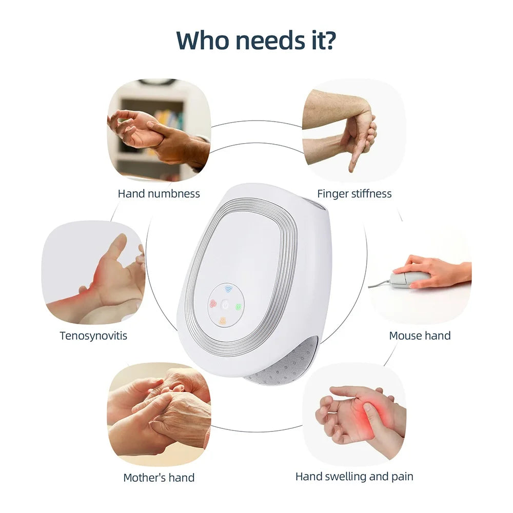 Tidesmit Electric Hand Massager with Heat and Air Compression - White Relaxation Treatment Tidesmit