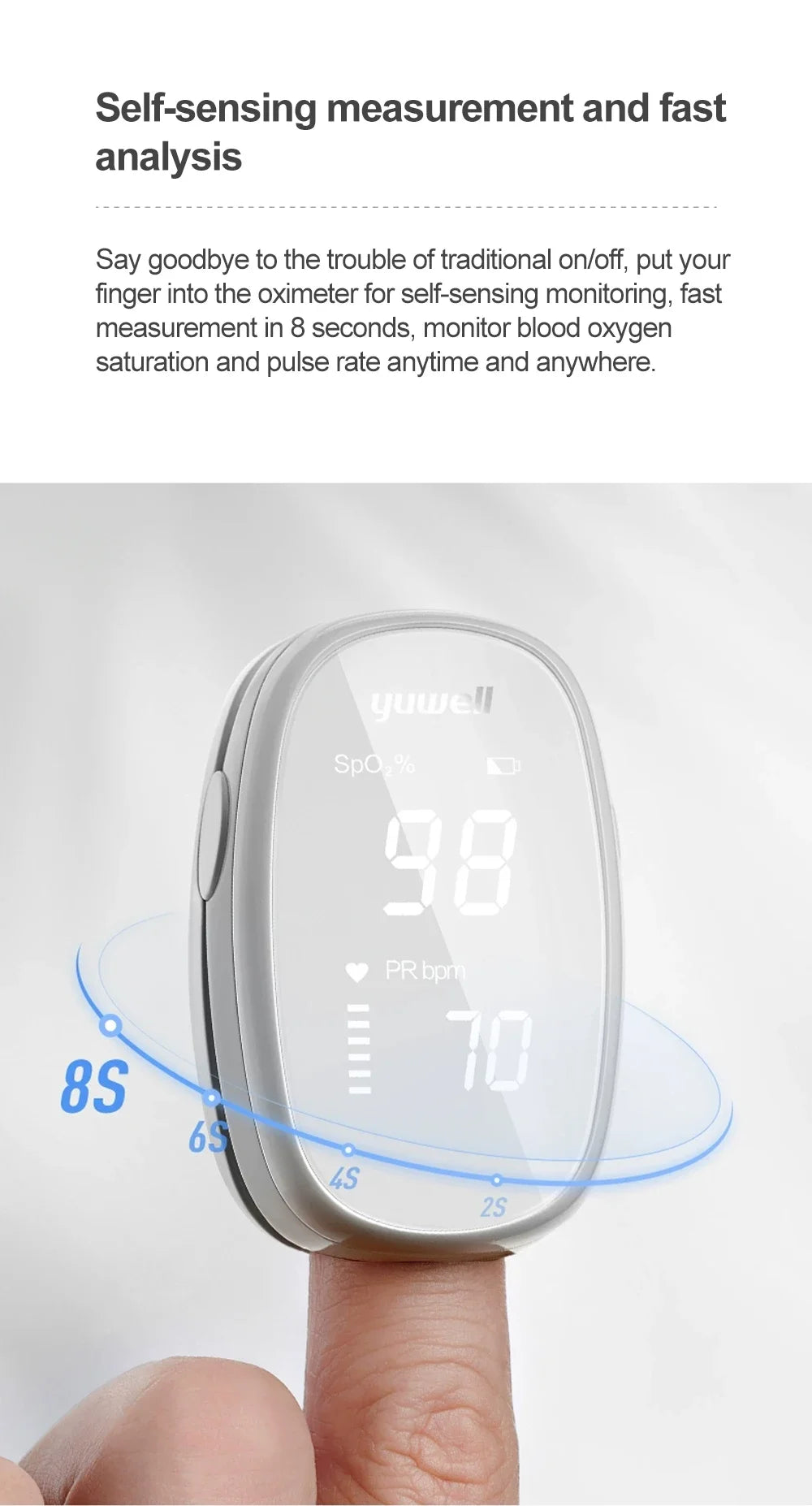 Yuwell Finger Clip Pulse Oximeter LED Screen Blood Oxygen Saturation Monitor Automatic Measurement Finger Clip Pulse Oximeter