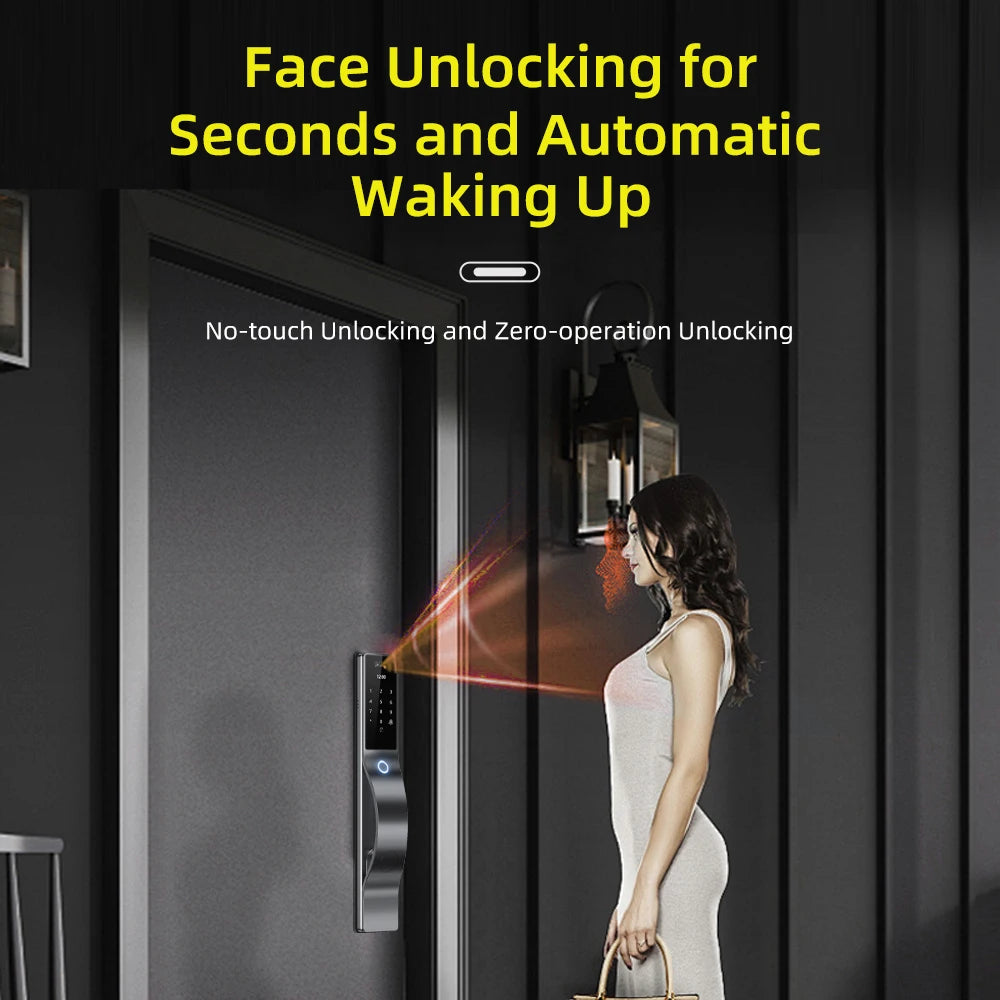 3D Face Recognition Digital Door Lock Unlock Smart Lock With Camera FIngerprint Password Unlock Keyless Electronic Door Lock